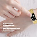 Miniatyrbild 7 av 8: LED-klocka Dubbel öppen rostfritt stål spänne metallband rektangulär urtavla digital armbandsur för utomhusaktiviteter Guld