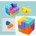 Miniatyrbild 7 av 7: Träpussel, 3D Tetris Tangram-pussel med 7 färgglada kuber Pusselspel för barn vuxna