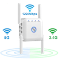 Miniatyrbild 1 av 5: AC24 Dual Band Wifi Signalförstärkare Repeater 1200M Trådlös Genom Vägg Wifi Repeater Router (Vit)