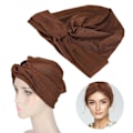 Miniatyrbild 1 av 8: Kvinnors mode turban huvudduk stretch fast chemo wrap muslimsk hatt religiös artikel djup kaffefärg