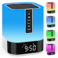 Miniatyrbild 1 av 5: Multifunktionell Nattlampa, Perfekt 360-Graders Ljud Bluetooth-Högtalare för Sovrum Väckarklocka, Dimbar Flerfärgad Touch Sensor LED-Lampa