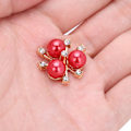 Miniatyrbild 1 av 4: 20 st pärlblommor strass DIY kläder manschett brosch mode smycken tillbehör röd