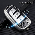 Miniatyrbild 3 av 5: Nyckelskydd lämplig för Audi, bilnyckelskydd för A1 A3 A4 A6 Q3 Q5 Q7 S3 R8 TT silikon TPU läderstruktur skyddande fodral (Silver Leather)