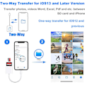 Miniatyrbild 7 av 7: iPhone Kortadapter, Portabel 3-i-1 Dubbelkortläsare, Stöder Tvåvägsöverföring & Höghastighetssynkronisering, Plug and Play för Lightning-enheter