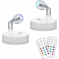 Miniatyrbild 1 av 5: Flerfärgade inomhuslampor, trådlös LED-spotlight batteridriven, enkel installation med fjärrkontroll, hög ljusstyrka dimbar uplight för målning