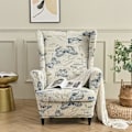 Miniatyrbild 2 av 5: Stretch Wingback fåtöljöverdrag 2 delar fåtöljöverdrag med T-kuddeöverdrag, tryckt halkfri fåtöljöverdrag, för vardagsrum, hotell, sovrum