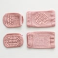 Miniatyrbild 1 av 2: Baby Knäskydd Strumpor Set Kammad Bomull Förhindra Halk Lim Punkter Krypande Knä Fotskydd M Storlek Rosa