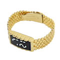 Miniatyrbild 8 av 8: LED-klocka Dubbel öppen rostfritt stål spänne metallband rektangulär urtavla digital armbandsur för utomhusaktiviteter Guld