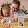 Miniatyrbild 6 av 7: Träbokstäver Sparbössa, Transparent Spargris för Barn, Personlig Sparbössa, Kreativ Spargris för Födelsedagspresent/Hemdekoration/Minne