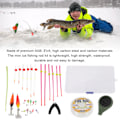 Miniatyrbild 8 av 8: Mini isfiskespö Rulle Combo Bärbar isfiskespö Topp Tips Swim Jigs Hook Set för Utomhus Vinter OD Grön