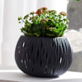 Miniatyrbild 2 av 5: Hängande blomkruka blomkrukor inomhus utomhus balkong uteplats hängande korg heminredning - Svart