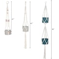 Miniatyrbild 5 av 8: 3-pack Macrame-växtupphängare och 3 st krokar inomhus utomhus hängande växtkruka hängande planteringsställ blomkrukor för dekorationer $Macrame-växt