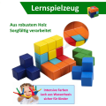Miniatyrbild 6 av 7: Träpussel, 3D Tetris Tangram-pussel med 7 färgglada kuber Pusselspel för barn vuxna