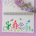 Miniatyrbild 2 av 5: Vilda blommor stenciler, 12 st vilda blommor stenciler för målning på trä, fältväxter, bin, fåglar, löv, fjärilar, ritmallar för vägg,