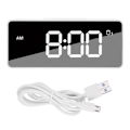 Miniatyrbild 1 av 10: Multifunktionell USB-laddning Digital musik Snooze väckarklocka Bakgrundsbelyst spegeldisplay Vit