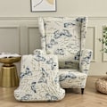 Miniatyrbild 3 av 5: Stretch Wingback fåtöljöverdrag 2 delar fåtöljöverdrag med T-kuddeöverdrag, tryckt halkfri fåtöljöverdrag, för vardagsrum, hotell, sovrum