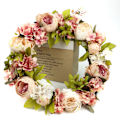 Miniatyrbild 5 av 7: Pionkransar för ytterdörr konstgjord vår sommar blomma dörrkrans höstkransar för utomhusbröllop vägg hemkrans dekor