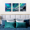 Miniatyrbild 8 av 9: Bondehus Väggkonst Aurora Landskapsmålning på Canvas Väggdekorationer för Vardagsrum Sträckta och Inramade Canvasmålningar 3 Delar Sovrum Badrum
