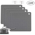 Miniatyrbild 3 av 4: Mats/Hot Pads,Set of 4 Extra Thick Silicone Trivet Mat Heat Resistant Multi-Purpose Pot Holders Hot Pads Square