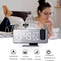 Miniatyrbild 4 av 7: Projektionsväckarklocka, digital väckarklocka med projektion, radioväckarklocka med USB-anslutning, stor LED-display, snooze-funktion, dubbla larm, projektion