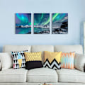 Miniatyrbild 5 av 9: Bondehus Väggkonst Aurora Landskapsmålning på Canvas Väggdekorationer för Vardagsrum Sträckta och Inramade Canvasmålningar 3 Delar Sovrum Badrum