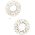 Miniatyrbild 4 av 7: 2-pack Macrame väggmonterad spegel med vävd frans Boho rund dekorativ spegel för lägenhet sovrum vardagsrum heminredning vit 2
