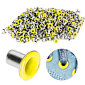 Miniatyrbild 1 av 8: 500 st mässingsöljetter 2 mm innerhål färgglada öljetter kit för kläder skor väska DIY hantverk gul