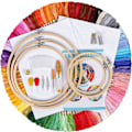 Miniatyrbild 1 av 9: Broderikit, Broderikorsstygnsverktygssats, Broderistartkit inklusive 100 färgade trådar, 5 bambu broderiram