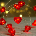 Miniatyrbild 3 av 8: Fairy String Lights 10 ft 30 LED Röda Hjärtformade Blinkande Fairy Lights Batteridrivna för Barnrum Bröllop Inomhusfest Alla hjärtans dag