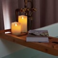 Miniatyrbild 4 av 8: Set med 3 flimrande flamlösa ljus, LED-ljus för utomhus- och inomhusbruk med fjärrkontroll och timer, smälter inte, rörlig låga, elfenbensfärgad frostad plast,
