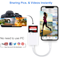 Miniatyrbild 5 av 7: iPhone Kortadapter, Portabel 3-i-1 Dubbelkortläsare, Stöder Tvåvägsöverföring & Höghastighetssynkronisering, Plug and Play för Lightning-enheter