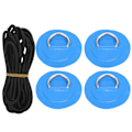 Miniatyrbild 2 av 8: 4 st PVC-lapp elastiskt repset D-ring lapp bungee repset rostfritt stål D-ring dyna Blå