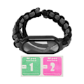 Miniatyrbild 2 av 8: 3 i 1 Klockarmband Paracord Vävda Armband Justerbart Ersättningsarmband Elastiskt Klockarmband Unisex för Mi Band 8/8 NFC Svart Grå