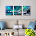 Miniatyrbild 6 av 9: Bondehus Väggkonst Aurora Landskapsmålning på Canvas Väggdekorationer för Vardagsrum Sträckta och Inramade Canvasmålningar 3 Delar Sovrum Badrum