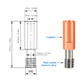 Miniatyrbild 6 av 8: 2 st 3D-skrivarhalsmunstycke Ti-legering Koppar Bimetall för Ender 3 3 V2 3 Pro Hotend 4,1 mm Genomgående Hål