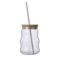 Miniatyrbild 1 av 5: Elegant Glas Kaffe Kopp med Lock och Sugrör - Perfekt för Användning Hemma eller på Kontoret - 500ml