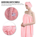 Miniatyrbild 5 av 8: Badlakan Wrap Coral Fleece Spa Kvinnor Justerbar Dusch Wrap med Hatt för Hemma SkönhetssalongRosa