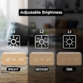 Miniatyrbild 3 av 5: Digital termometer väckarklocka Trä digital väckarklocka Led digital trä väckarklocka med trådlös laddare, Trä väckarklocka med induktion