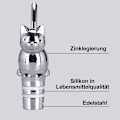 Miniatyrbild 3 av 5: Vinflaskpropp med katthuvud, silver, flaskpropp