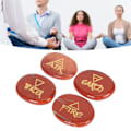 Miniatyrbild 1 av 8: 4 Elementer Assorterade Stenar Graverade Triangulära Symboler Jord Luft Eld Vatten Polerade Runstenar för Reiki Kristaller Healing Redstone