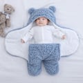 Miniatyrbild 4 av 5: Babysvaddla sovsäck vinter nyfödd wrap filt babysovsäck vinterpåse mjuk varm swaddle filt för spädbarn baby (blå, 0-3 månader)