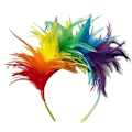 Miniatyrbild 1 av 5: Dilunave Färgglad Fjäder Hårband Fascinator Hårband Cosplay Hårband Karneval Fest Hårprydnad Regnbåge Fjäder Hårband Fjäder Huvudbonad Kostym