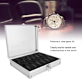 Miniatyrbild 8 av 8: 12 Fack Aluminium Klockförvaringslåda Rektangulär Mockasida Aluminium Klock Smyckesdisplay Förvaring För Hemmet