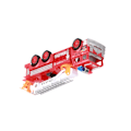 Miniatyrbild 7 av 8: Simulerad brandbil säker slagtålig dra tillbaka brandbilsleksaker med teleskopisk 360 graders roterande stege röd