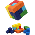Miniatyrbild 1 av 7: Träpussel, 3D Tetris Tangram-pussel med 7 färgglada kuber Pusselspel för barn vuxna
