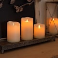 Miniatyrbild 3 av 8: Set med 3 flimrande flamlösa ljus, LED-ljus för utomhus- och inomhusbruk med fjärrkontroll och timer, smälter inte, rörlig låga, elfenbensfärgad frostad plast,