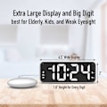 Miniatyrbild 2 av 5: Vibrationsväckarklocka, extra högt alarm för sovande, extra stor display för äldre med dubbla alarm, VIT White White