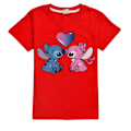Miniatyrbild 1 av 3: Stitch Pojkar T-shirt Tecknade Toppar Tee Barn Pojkar Flickor T-shirts Barnkläder Sommar Kortärmad Red 140cm