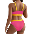 Miniatyrbild 2 av 5: Womens Colorblock Vadderat Bikini Baddräkt Set Badkläder Baddräkt Holiday Beach Rose red L