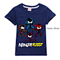 Miniatyrbild 1 av 3: Ninja Kidz Pojkar T-shirt Tecknade Toppar Tee Barn Pojkar Flickor T-shirts Barnkläder Sommar Kortärmad Navy Blue 140cm